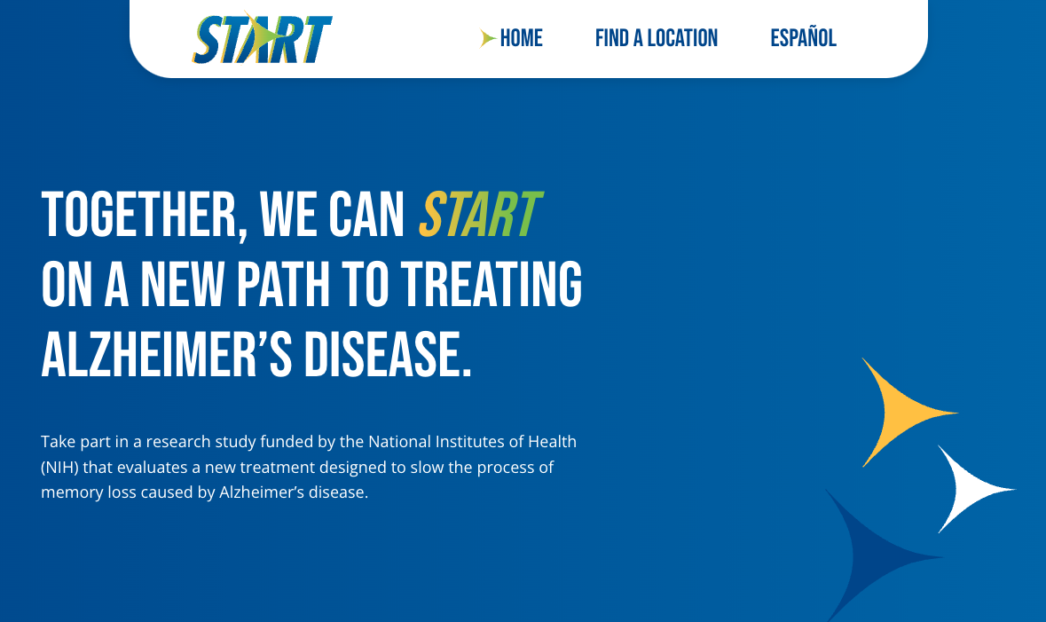 An image of the Start study homepage.